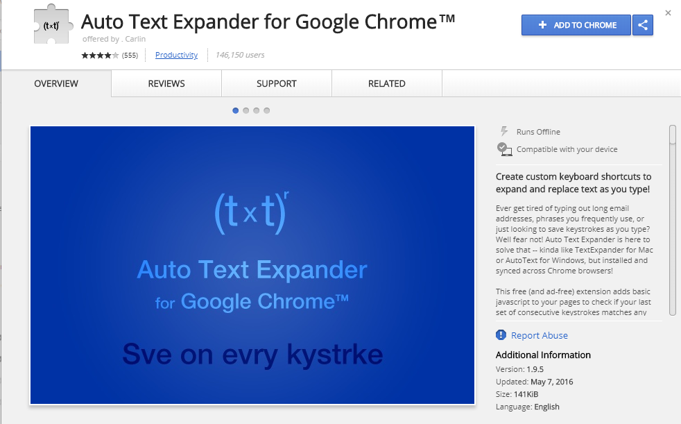 auto text expander 2 for google chrome