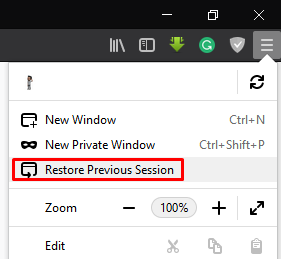 restore previously opened tabs