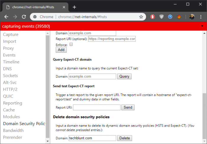 Clear Chrome HSTS Settings 