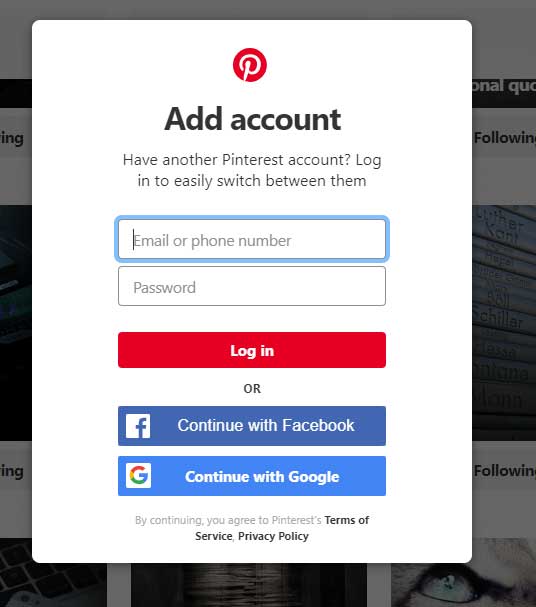 Different profiles to add - Pinterest