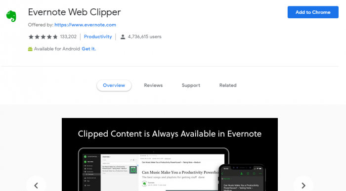 evernote web clipper extension
