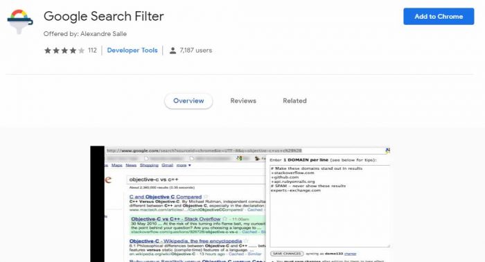 Google Search Filter
