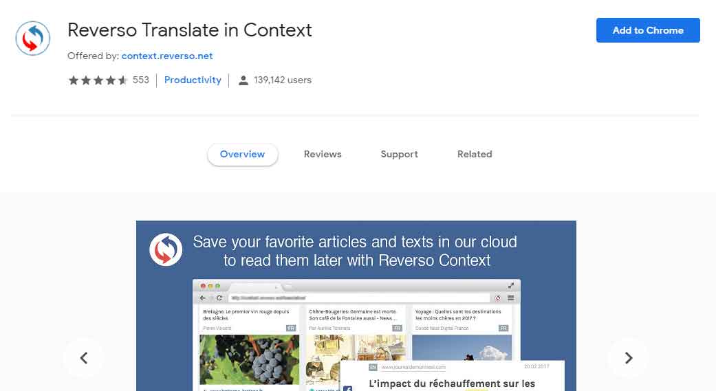 Reverso Translate The Context -  Best Google Chrome Extensions For Searching