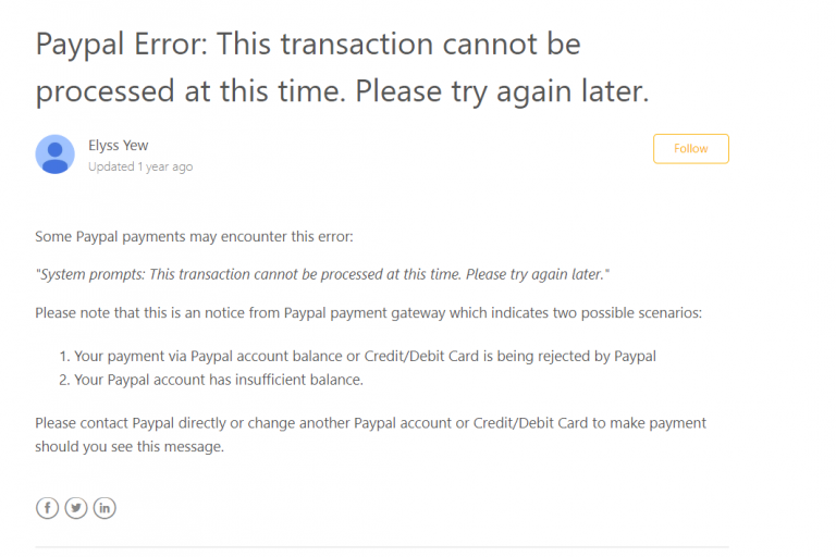 Why Your PayPal Transaction Cannot Be Completed?